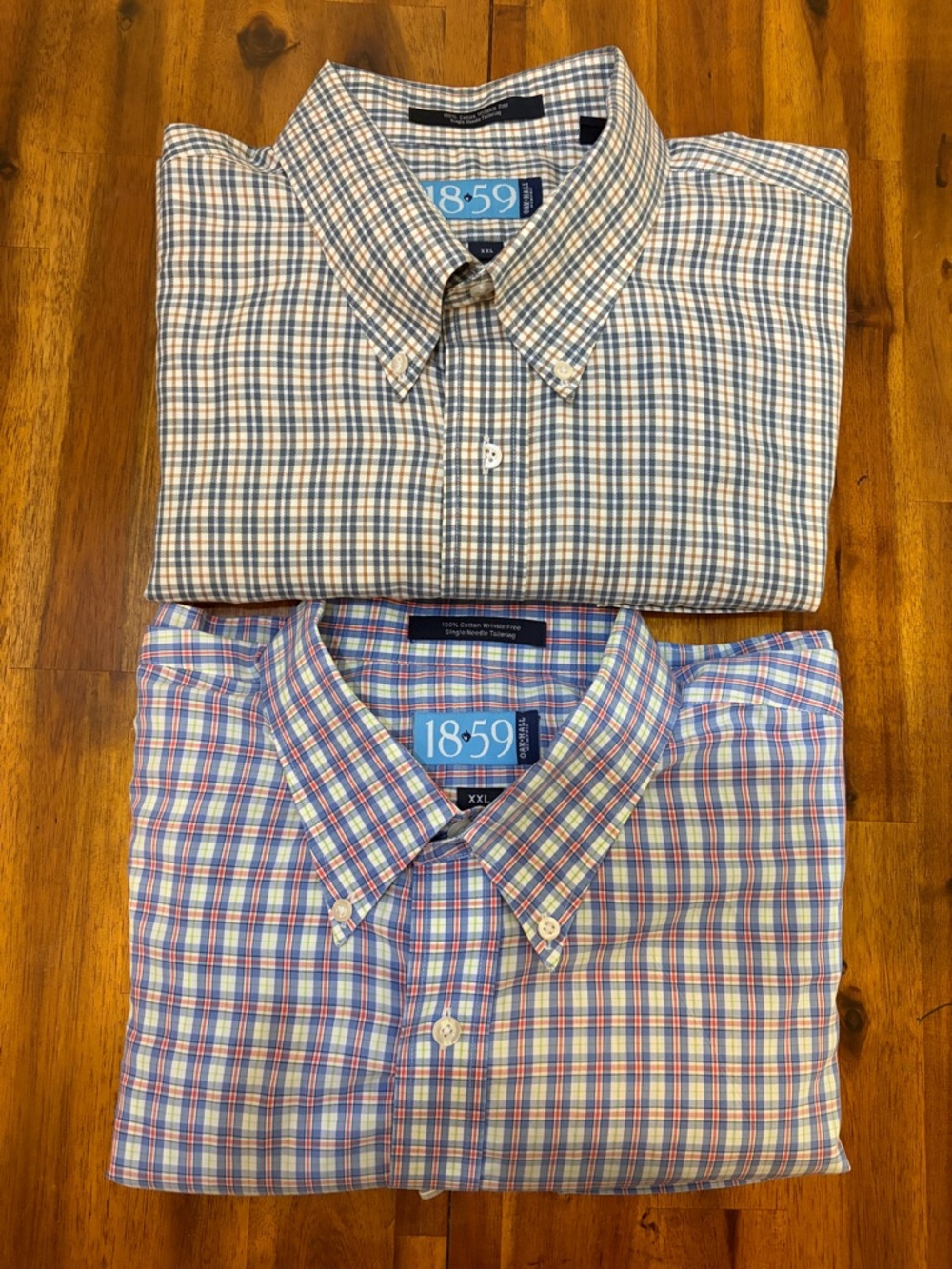 18:59 Men's Plaid Button-Down Shirt - Blue/White/Tan